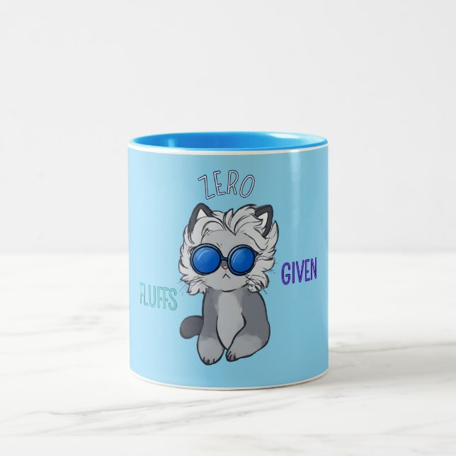 Cool Cat Sunglasses , Comic Cartonne Two-Tone Coffee Mug (Center)