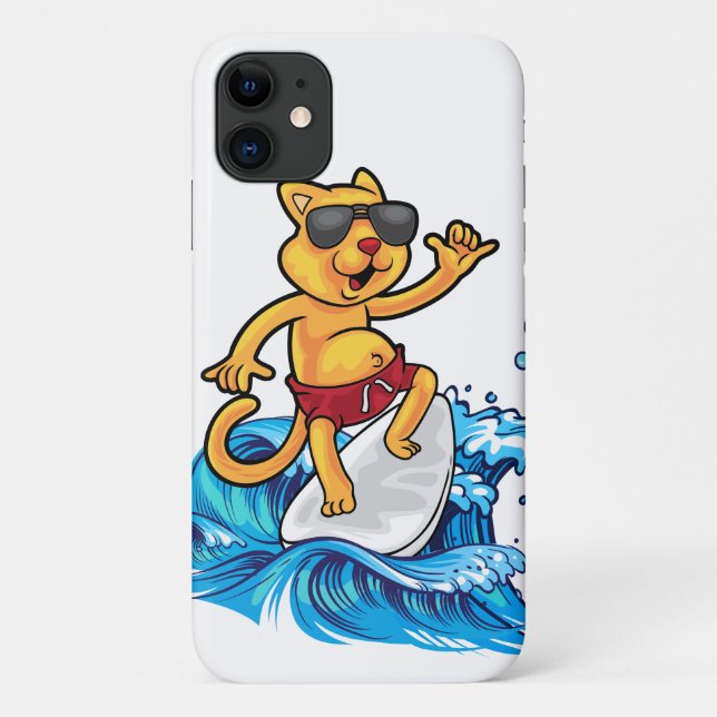Cool cat surfer Case-Mate iPhone case (Back)