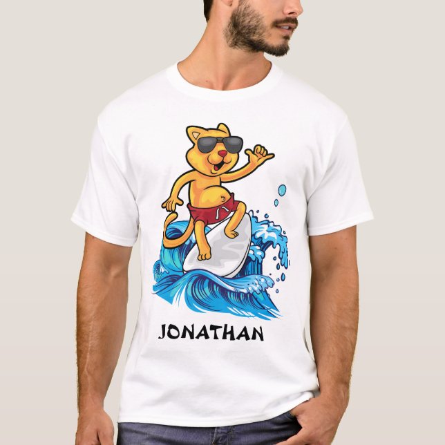Cool cat surfer custom T-Shirt (Front)
