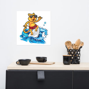 Cool cat surfer poster