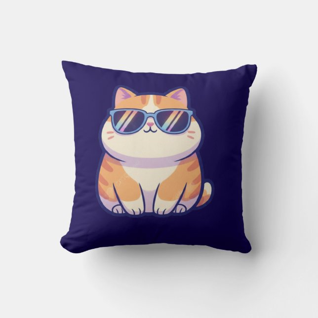 Cool Cat Throw Pillow – Stylish Feline Vibes for Y (Front)