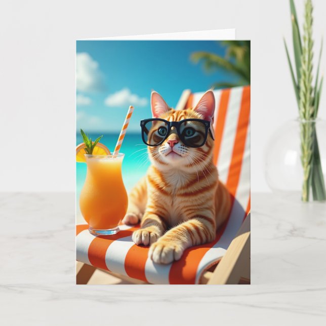 Cool Cat Vacation Card (Front)