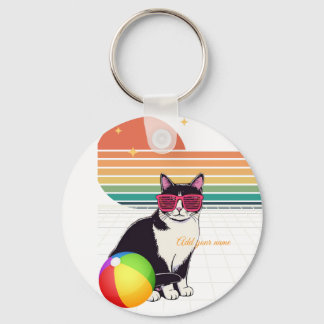 Cool Cat Vibes at Sunset Key Ring