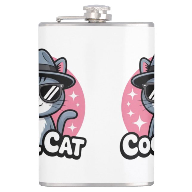 Cool Cat Vibes Hip Flask (Front)