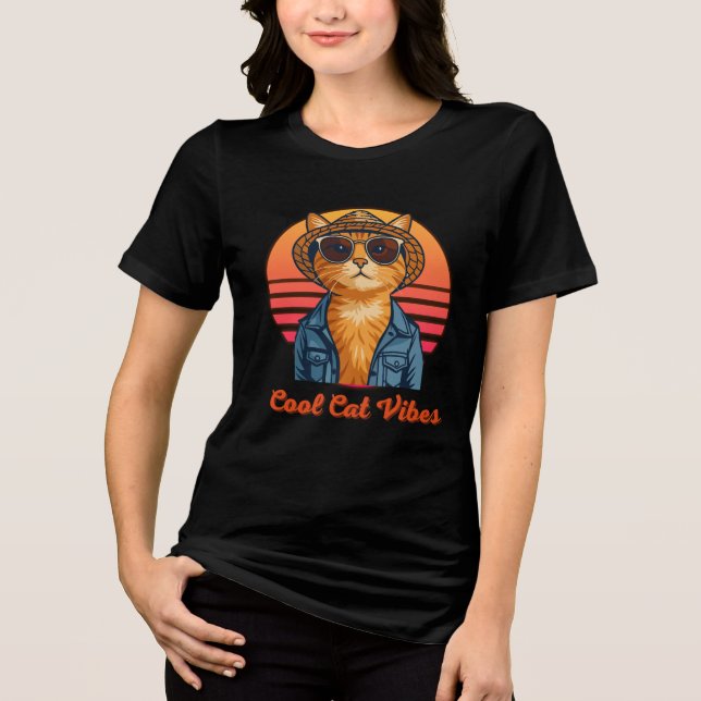 Cool Cat Vibes 🌴😎 Tri-Blend Shirt (Front)