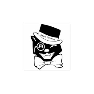 Cool Cat ! Vintage Happy Halloween Rubber Stamp