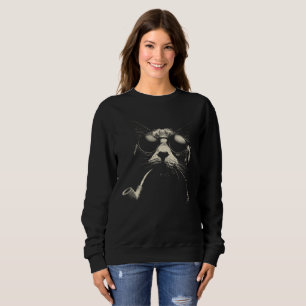Cool Cat  - Vintage Pipe Cat Graphic, Retro Sweatshirt