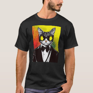 Cool Cat Wearing Suit And Bowtie Retro Or Vintage T-Shirt