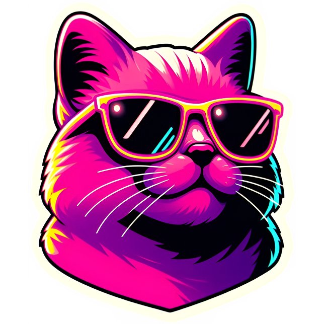 Cool Cat Wearing Sunglasses in Neon Pink and Yello T-Shirt (Creator Uploaded)