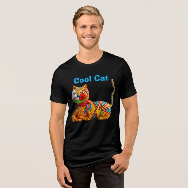 Cool Cat Whimsical design Tri-Blend Shirt (Front Full)