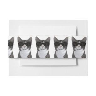 Cool Cat With Black Sunglasses Invitation Belly Band