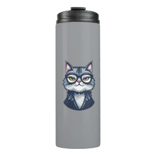 "Cool Cat with Glasses Thermal Tumbler" Thermal Tumbler