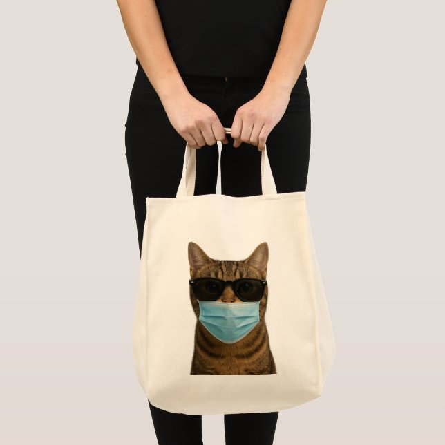 Cool Cat with Shades and Mask Tote Bag (Front (Product))