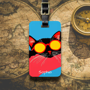 Cool Cat with Shades Luggage Tag