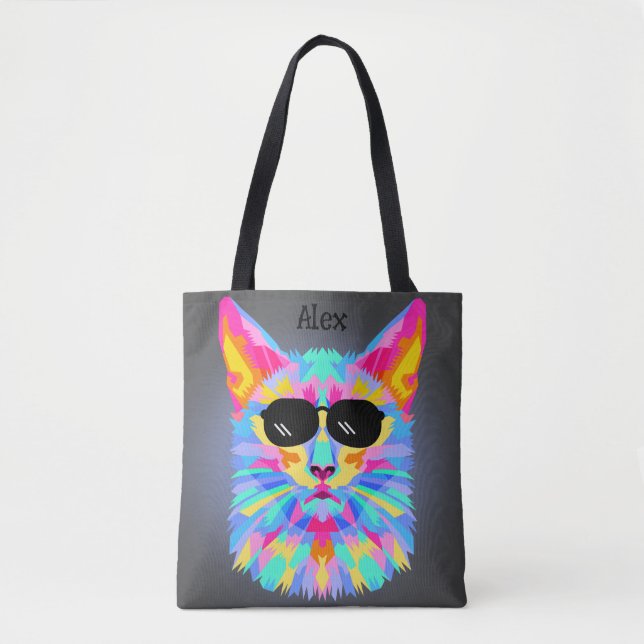 Cool cat with sun glasses tote bag (Front)