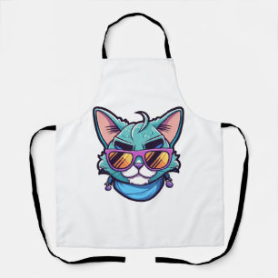 Cool cat with sunglasses apron