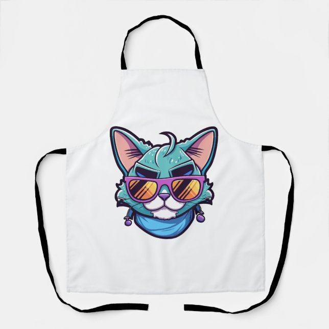 Cool cat with sunglasses  apron (Front)