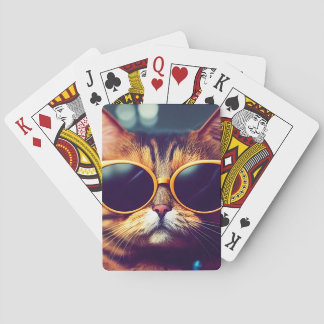  COOL CAT WITH SUNGLASSES ART PLAYING CARDS (Back)