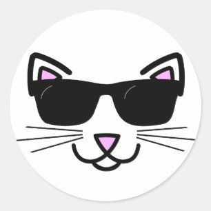 Cool Cat with Sunglasses Classic Round Sticker