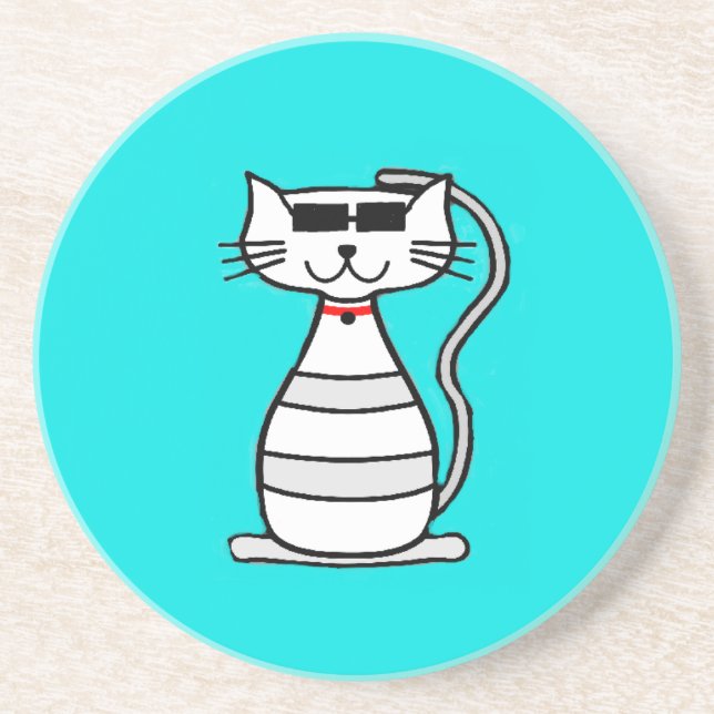 Cool Cat with sunglasses Coaster (Front)