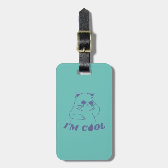 Cool Cat with sunglasses Luggage Tag (Front Vertical)