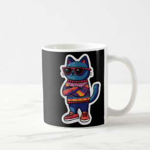 Cool Cat With Sungles Retro Style Funny Animal  Coffee Mug