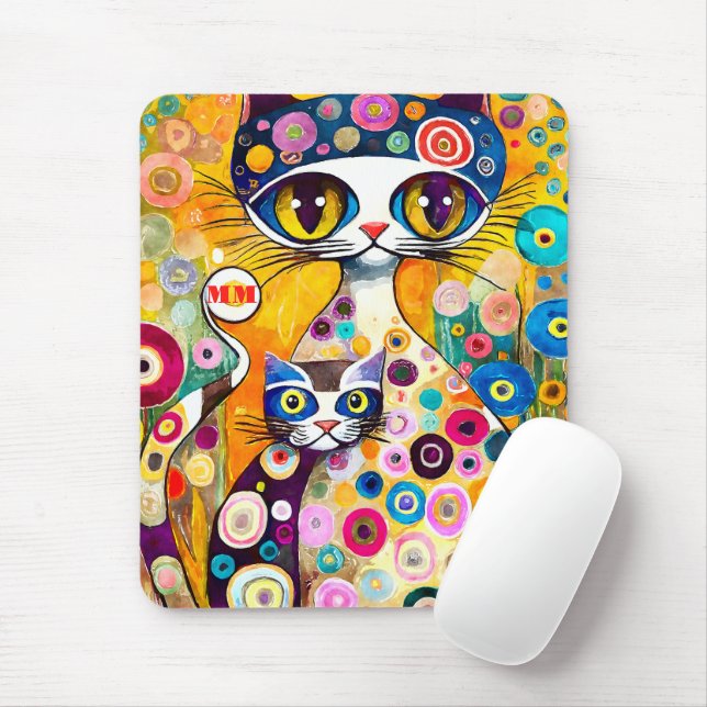Cool Cats Abstract Mouse Pad (With Mouse)