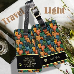 Cool Cats Cartoon Colourful Luggage Tag