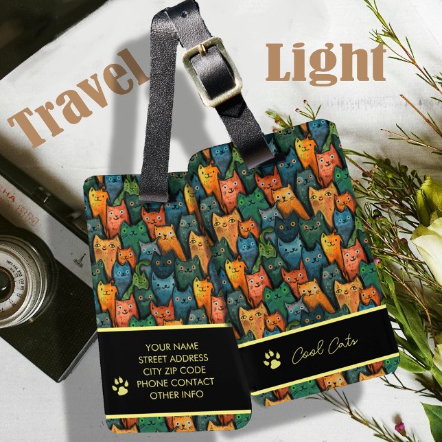 Cool Cats Cartoon Colourful Luggage Tag (Cool Cats Cartoon Colorful Luggage Tag)
