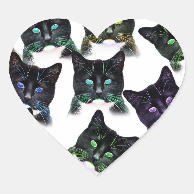 Cool Cats Heart Sticker (Front)