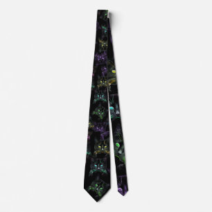 Cool Cats on Black! Multi-colored Cats Tie