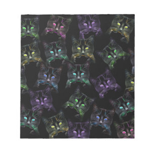 Cool Cats on Black! Multi-coloured Cats Notepad