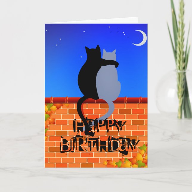 Cool Cats on the Wall Birthday Card (Front)