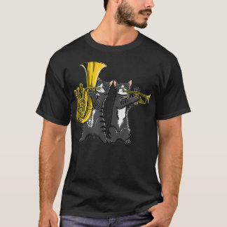 Cool cats playing funky jazz music tuba and trumpe T-Shirt