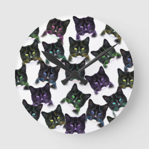 Cool Cats Round Clock