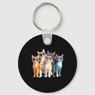 Cool Cats Sunglasses Graphic Humour Men Women Funn Key Ring