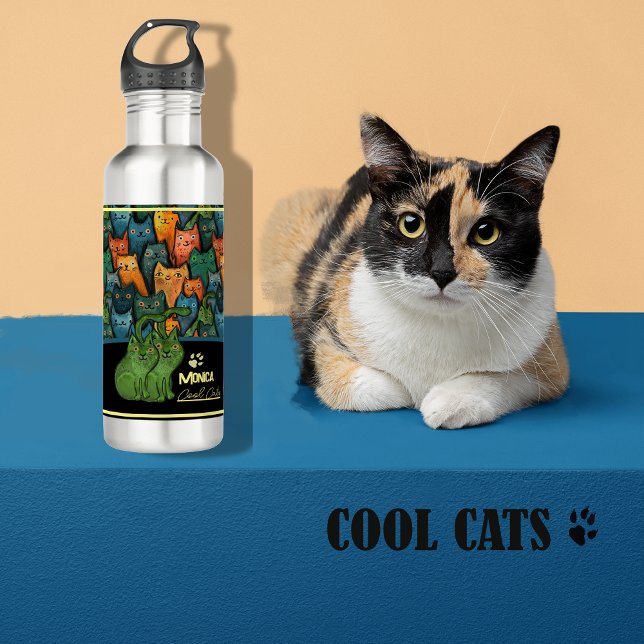 Cool Cats Watercolor 710 Ml Water Bottle (Cool Cats Watercolor Stainless Steel Water Bottle)