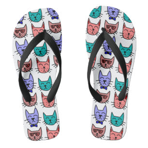 Cool Cats with sunglasses bow ties on Custom Thongs