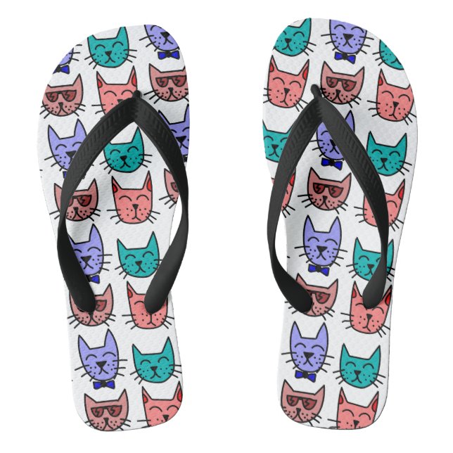 Cool Cats with sunglasses bow ties on Custom Thongs (Footbed)