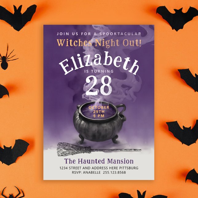Cool Cauldron Purple Magic Witch Birthday Party Invitation (Creator Uploaded)
