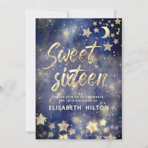 Cool Celestial moon and stars sweet sixteen Invitation