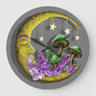 Cool Celestial mushroom designed round clock