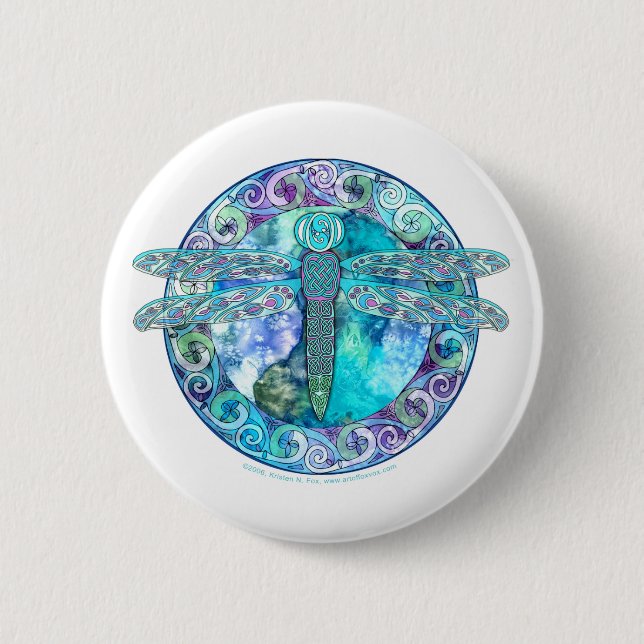 Cool Celtic Dragonfly 6 Cm Round Badge (Front)