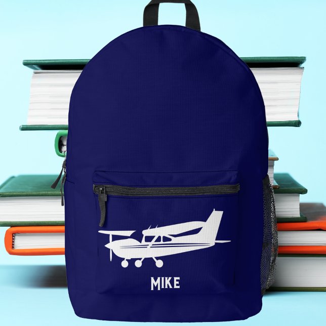 Cool Cessna Aeroplane,Simple,Blue,Aviation  Printed Backpack (Creator Uploaded)