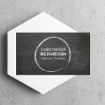 COOL CHALKBOARD CIRCLE with YOUR NAME Business Card<br><div class="desc">This designer business card template is created to enhance your personal identity. The chalkboard background with distressed type gives this design an edge to turn your name into a uniquely branded logo. © 1201AM CREATIVE,  LLC</div>