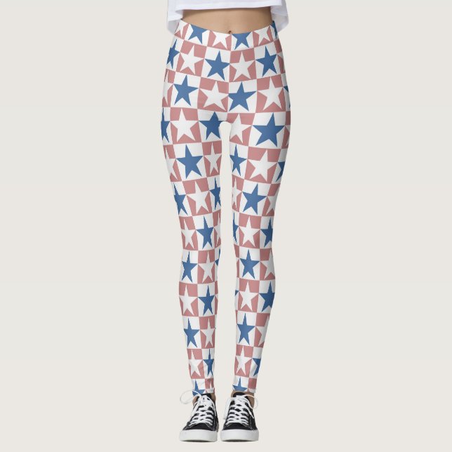 Cool Checked American Flag Leggings (Front)