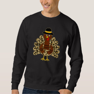 Cool Cheetah Leopard Animal Print Turkey Thanksgiv Sweatshirt