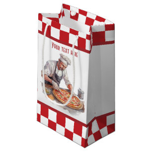 Cool chef baking pizza party small gift bag