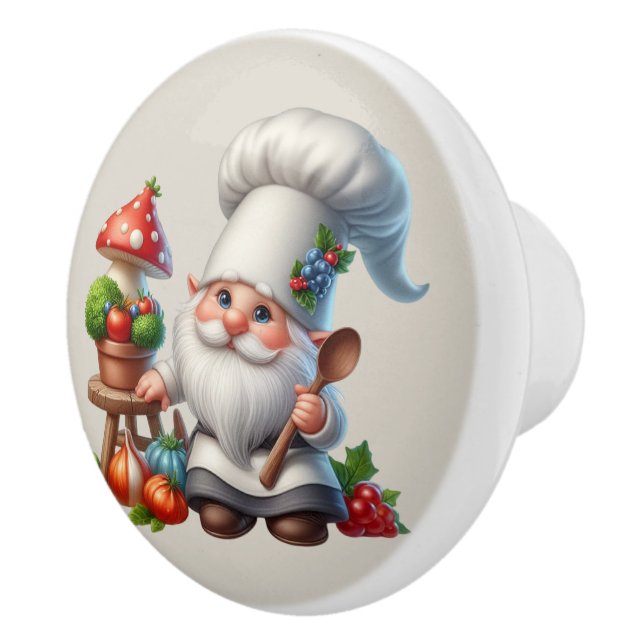 Cool chef gnome lovers ceramic knob (Right)
