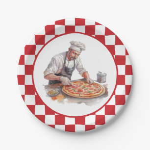 Cool chef pizza party paper plate